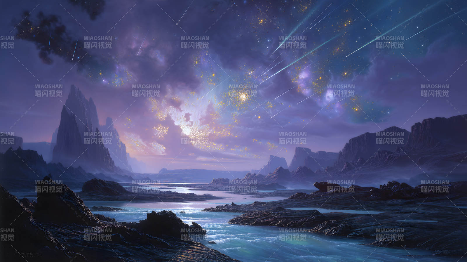 星空下的奇幻地貌图片