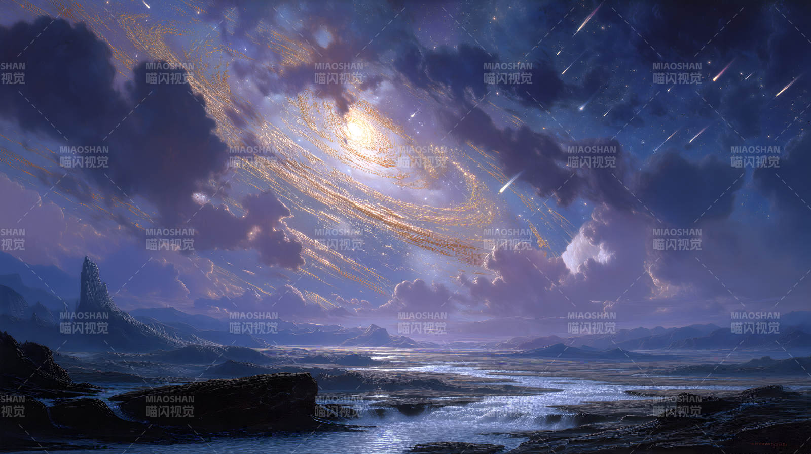 星云与河流的壮丽景观图片