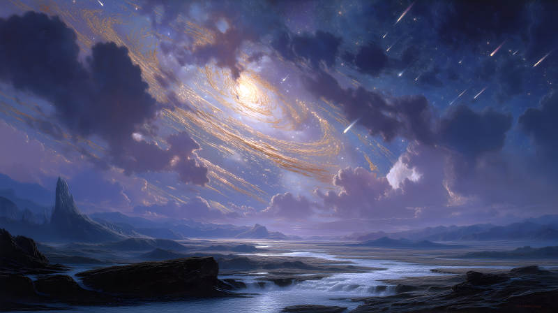 星云与河流的壮丽景观图片