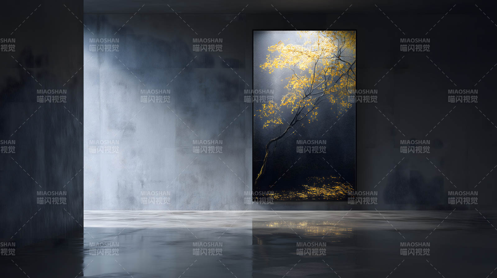 光影金色树装饰画图片