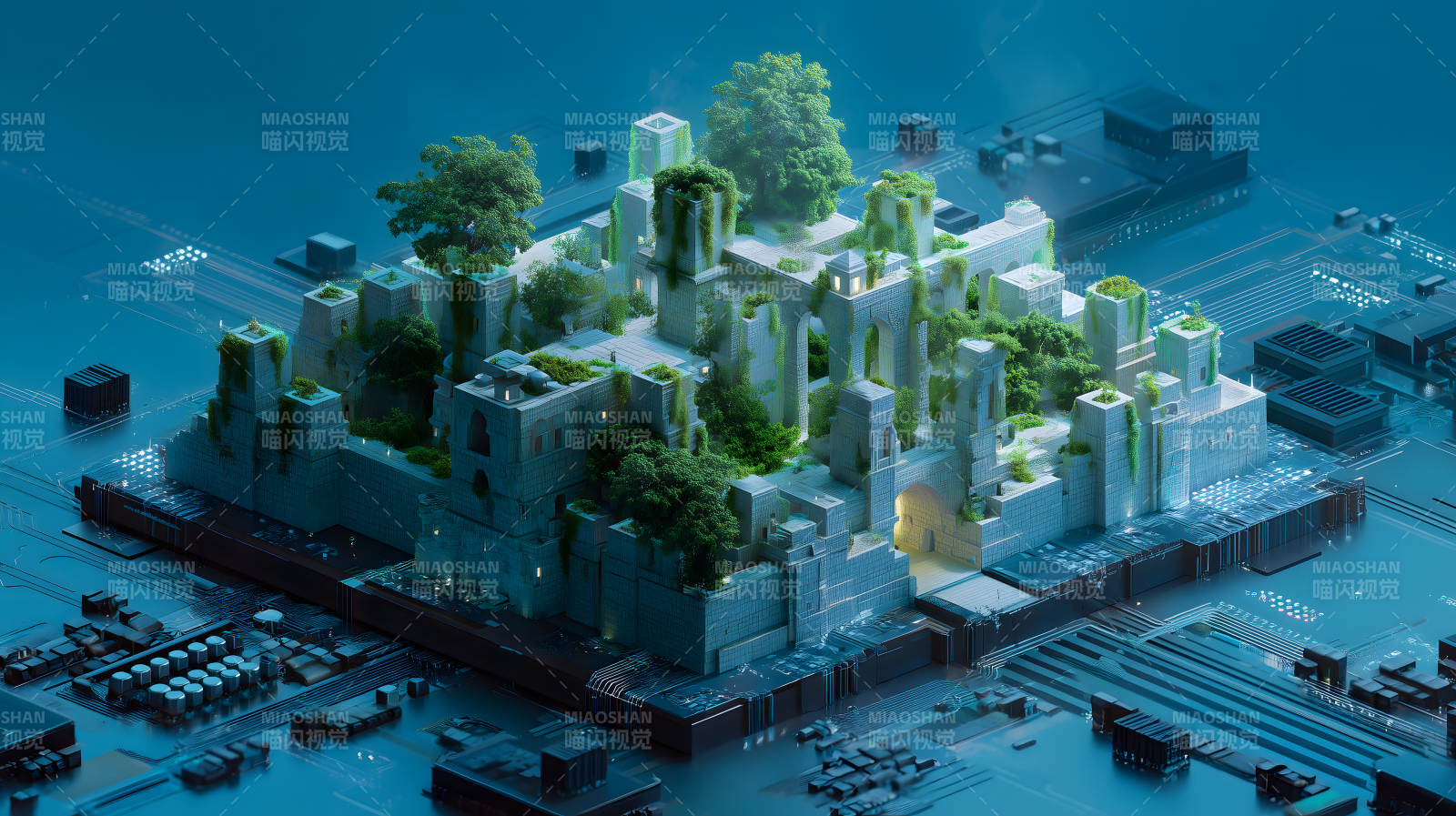 数字城市中的自然生长图片