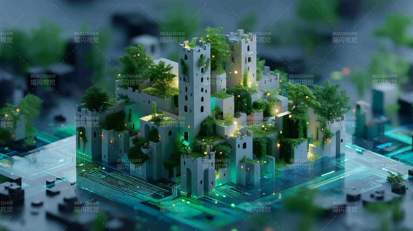 数字城堡生机盎然图片