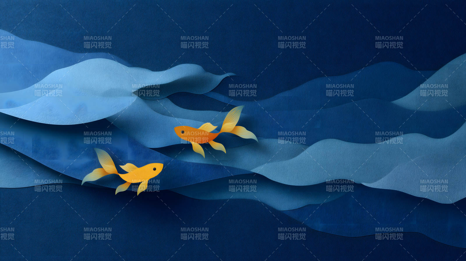 蓝色鱼儿游动图片