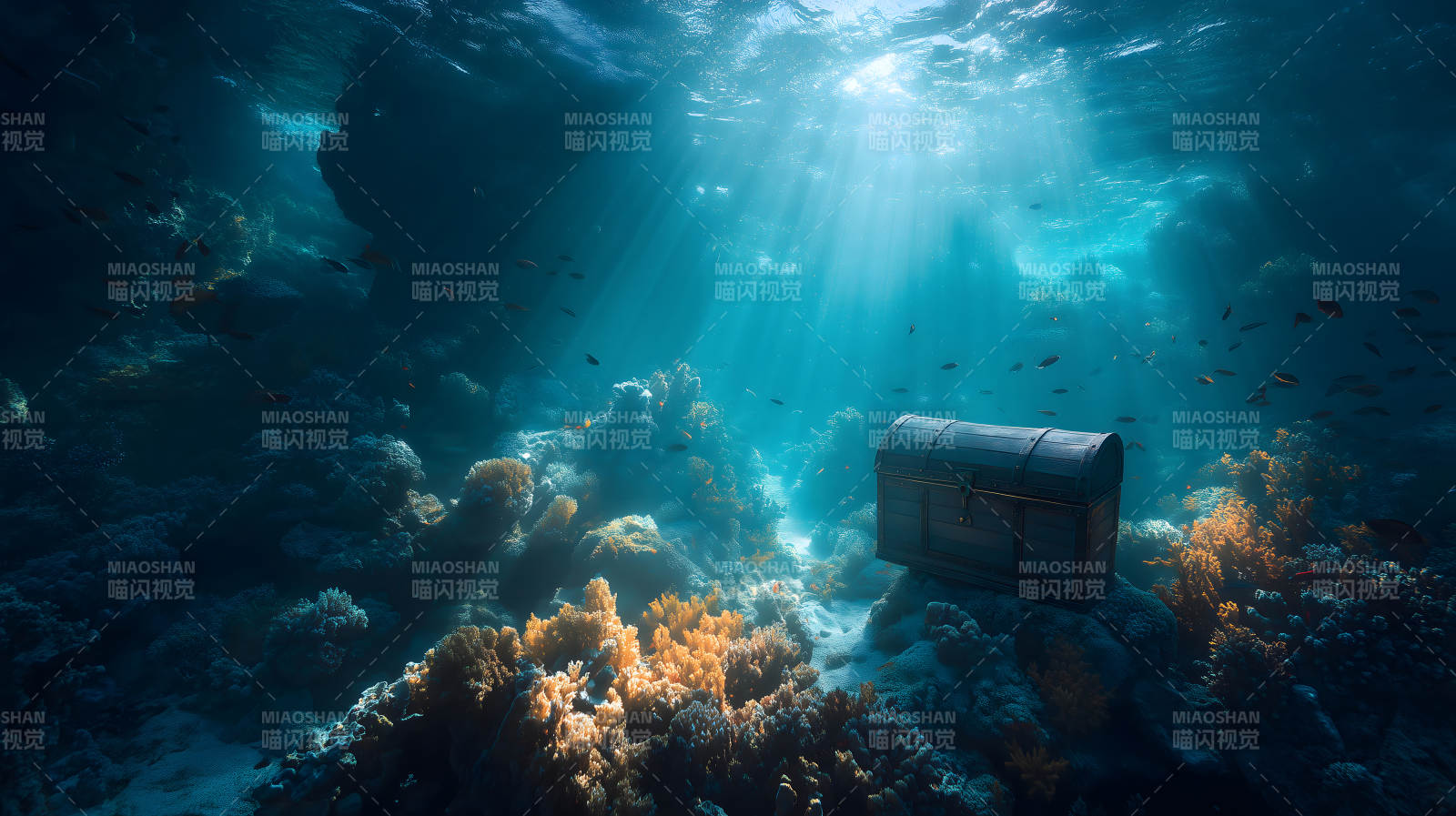 海底宝藏阳光照射图片