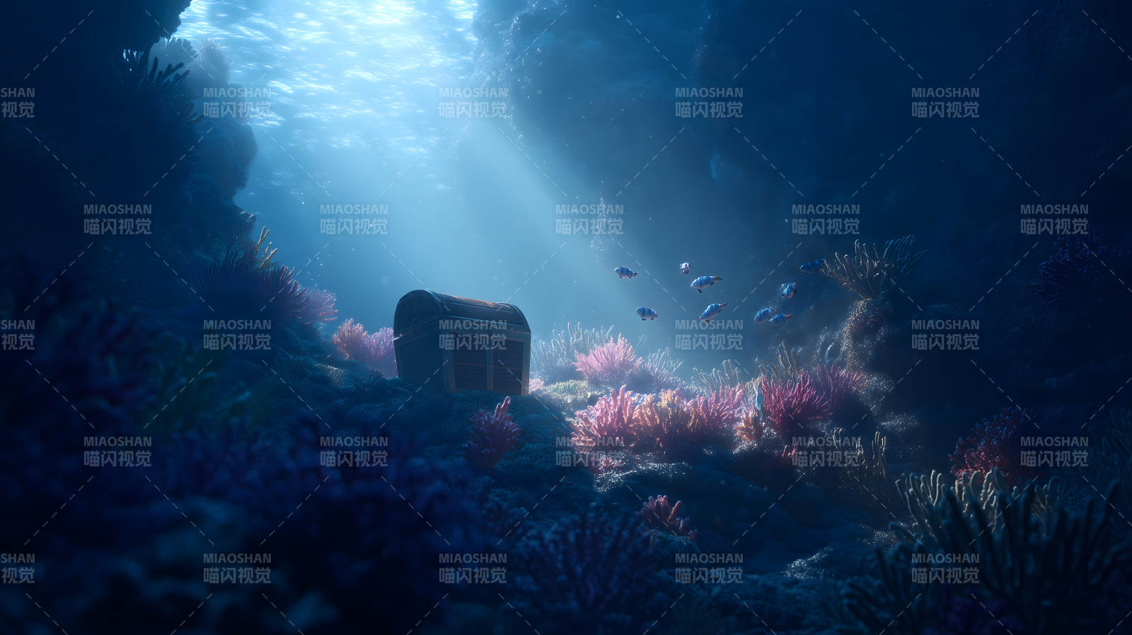海底宝藏的光影世界图片
