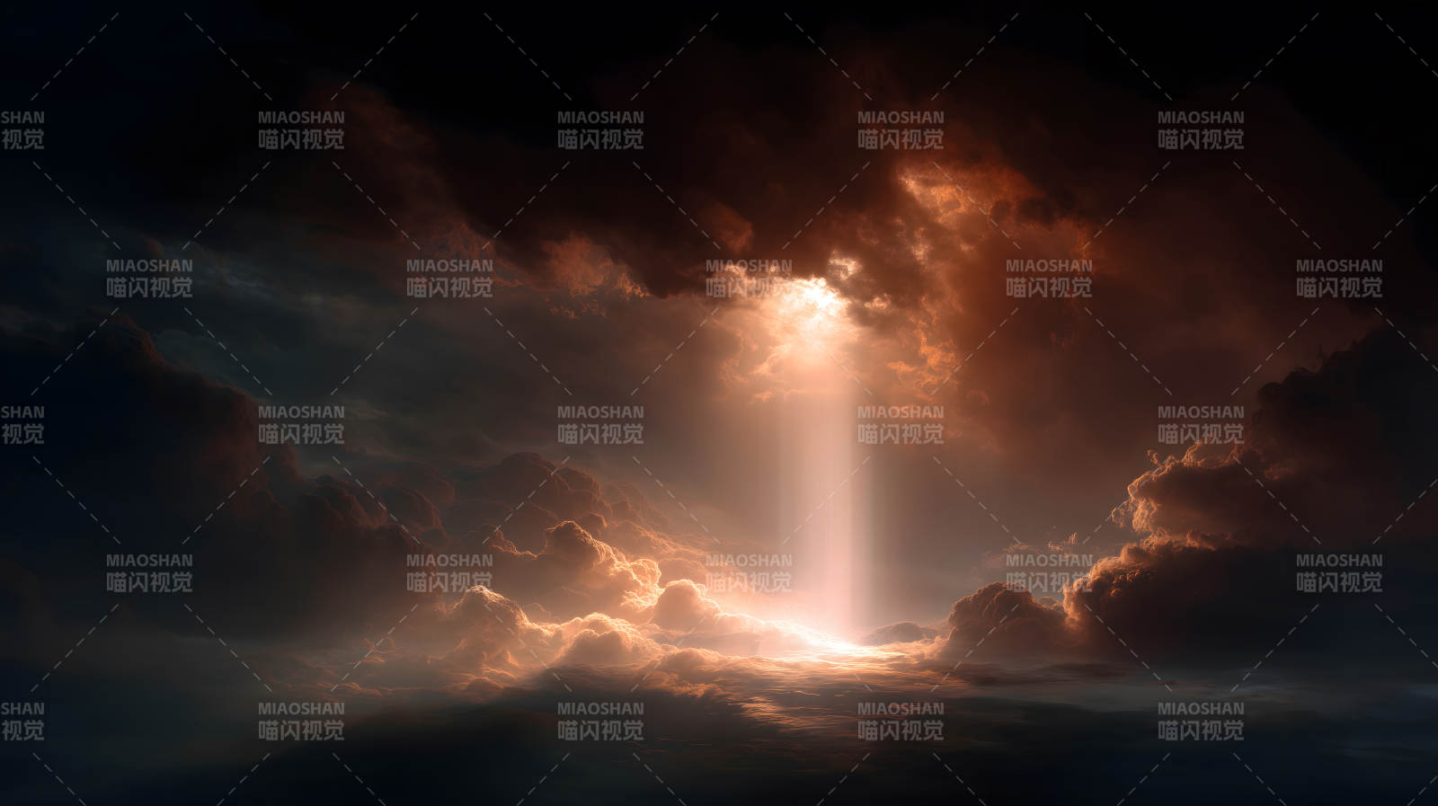 光芒万丈的天空云海图片