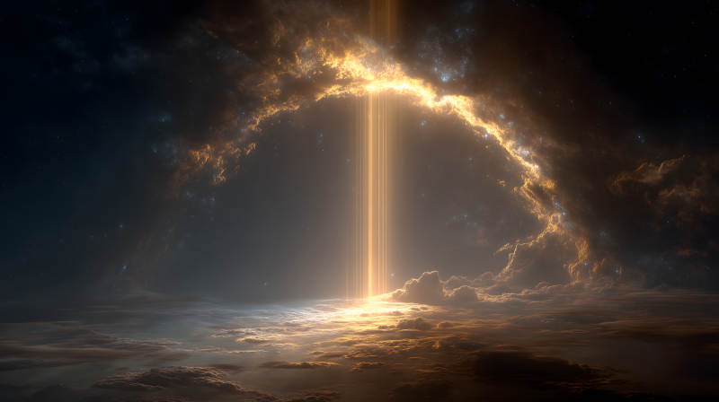 光芒穿透云层图片
