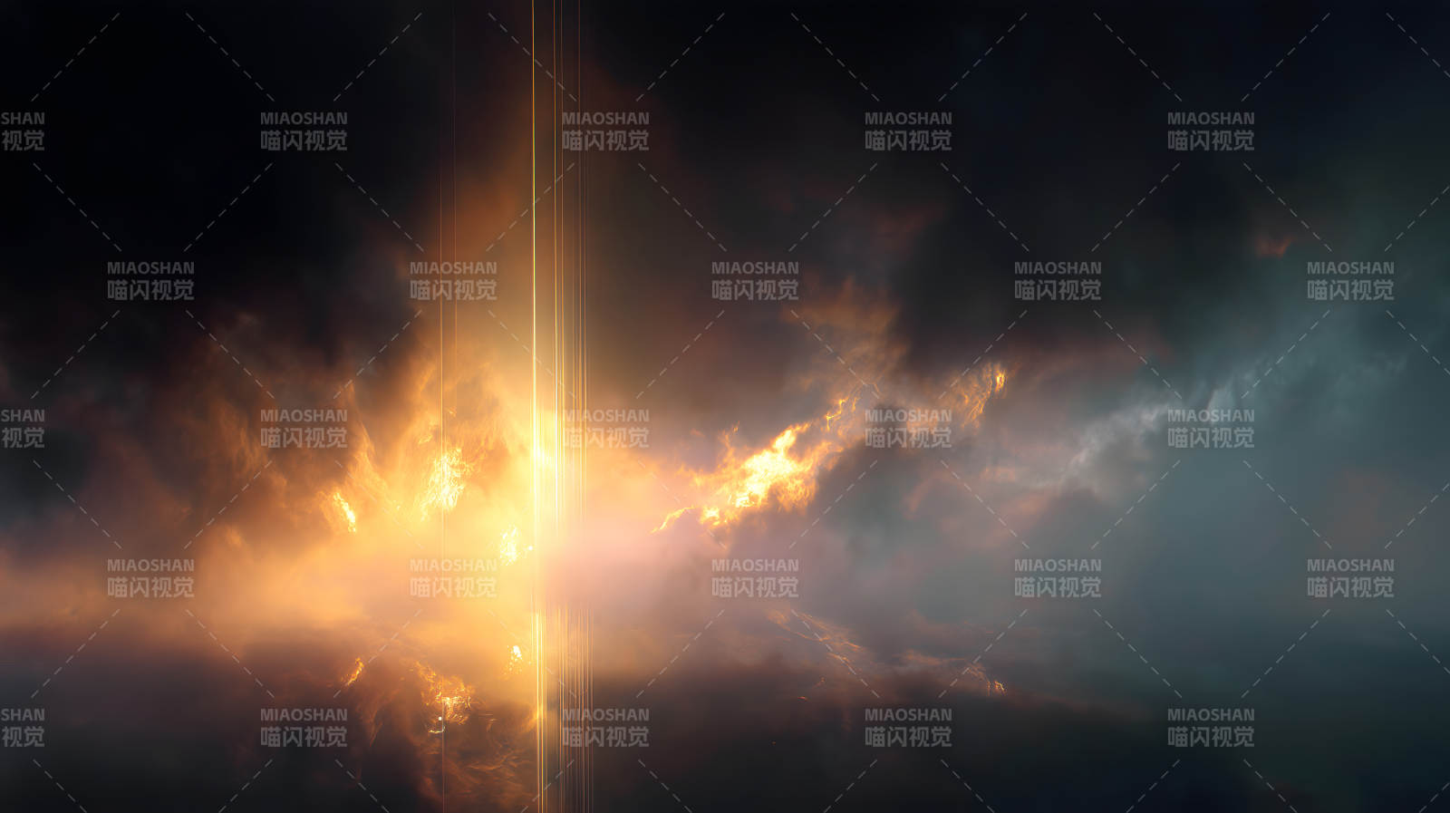 金色光芒穿透云层图片