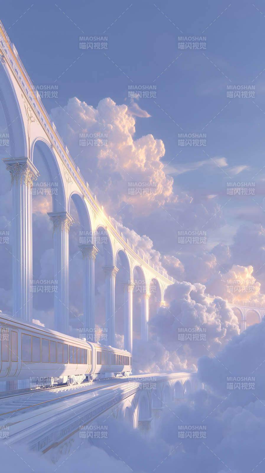 天堂列车穿梭云海图片