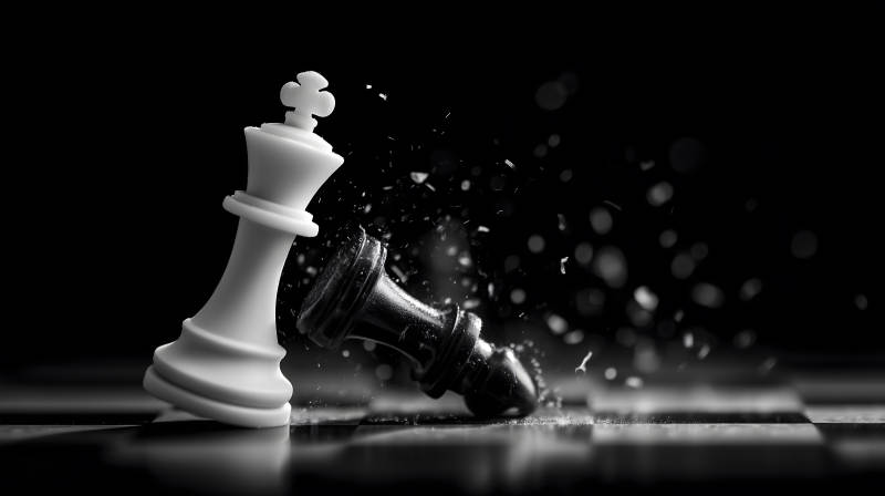 象棋胜负黑白棋子图片