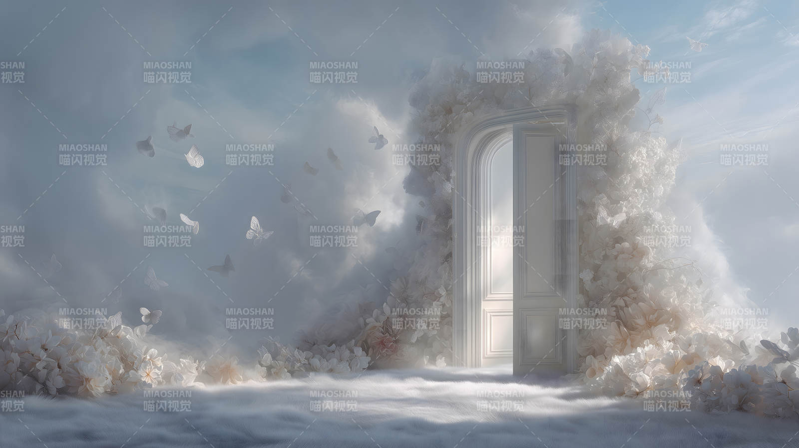 仙境之门蝴蝶飞舞梦幻场景图片