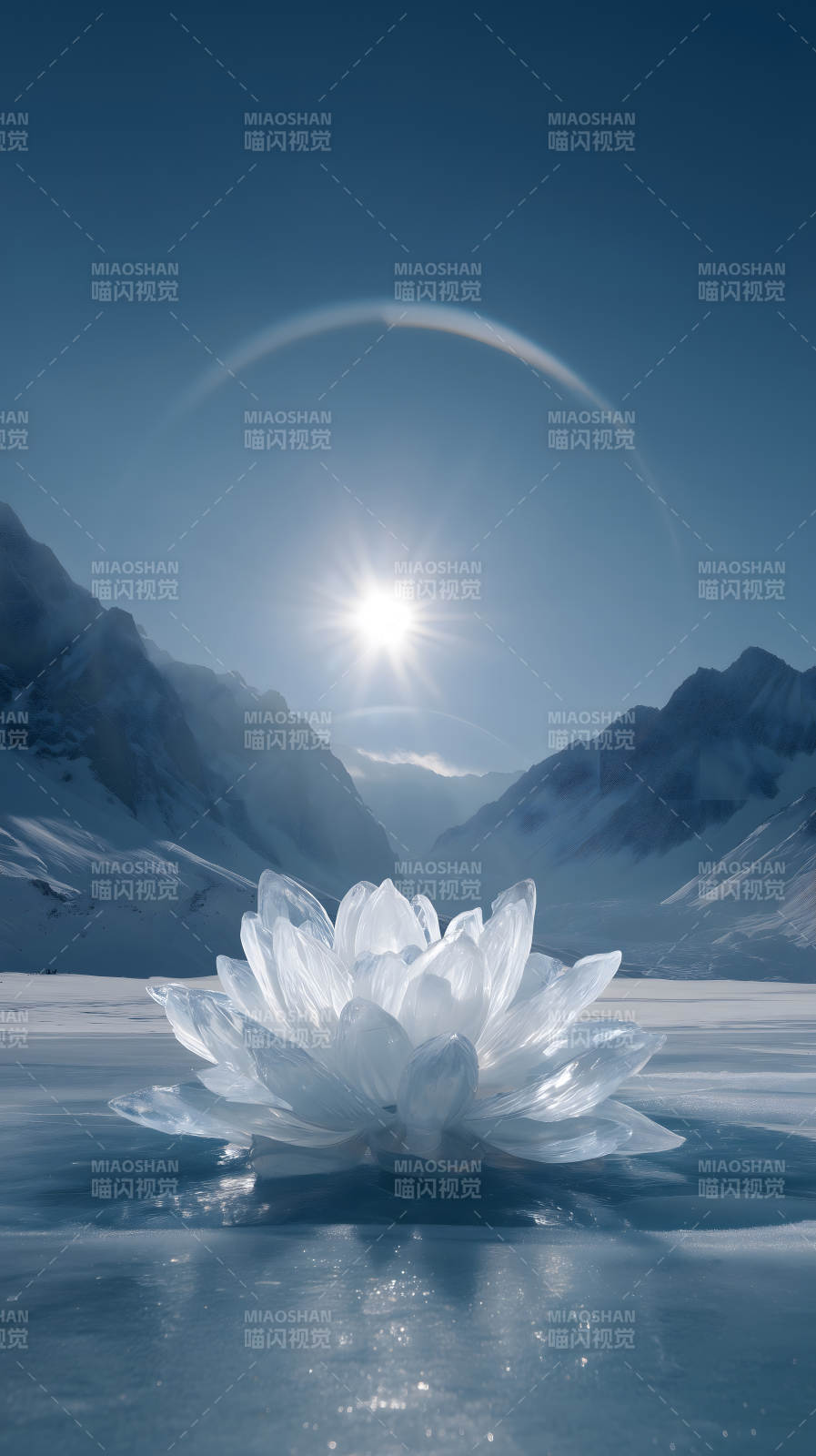 冰莲花盛开天地间图片