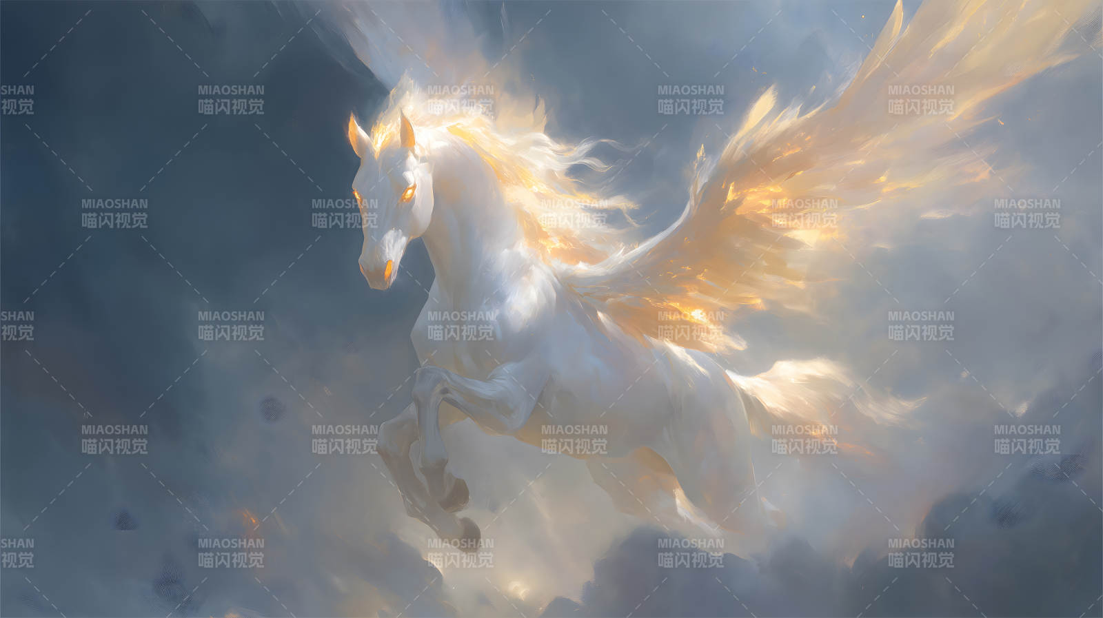 飞马翱翔云端之上图片