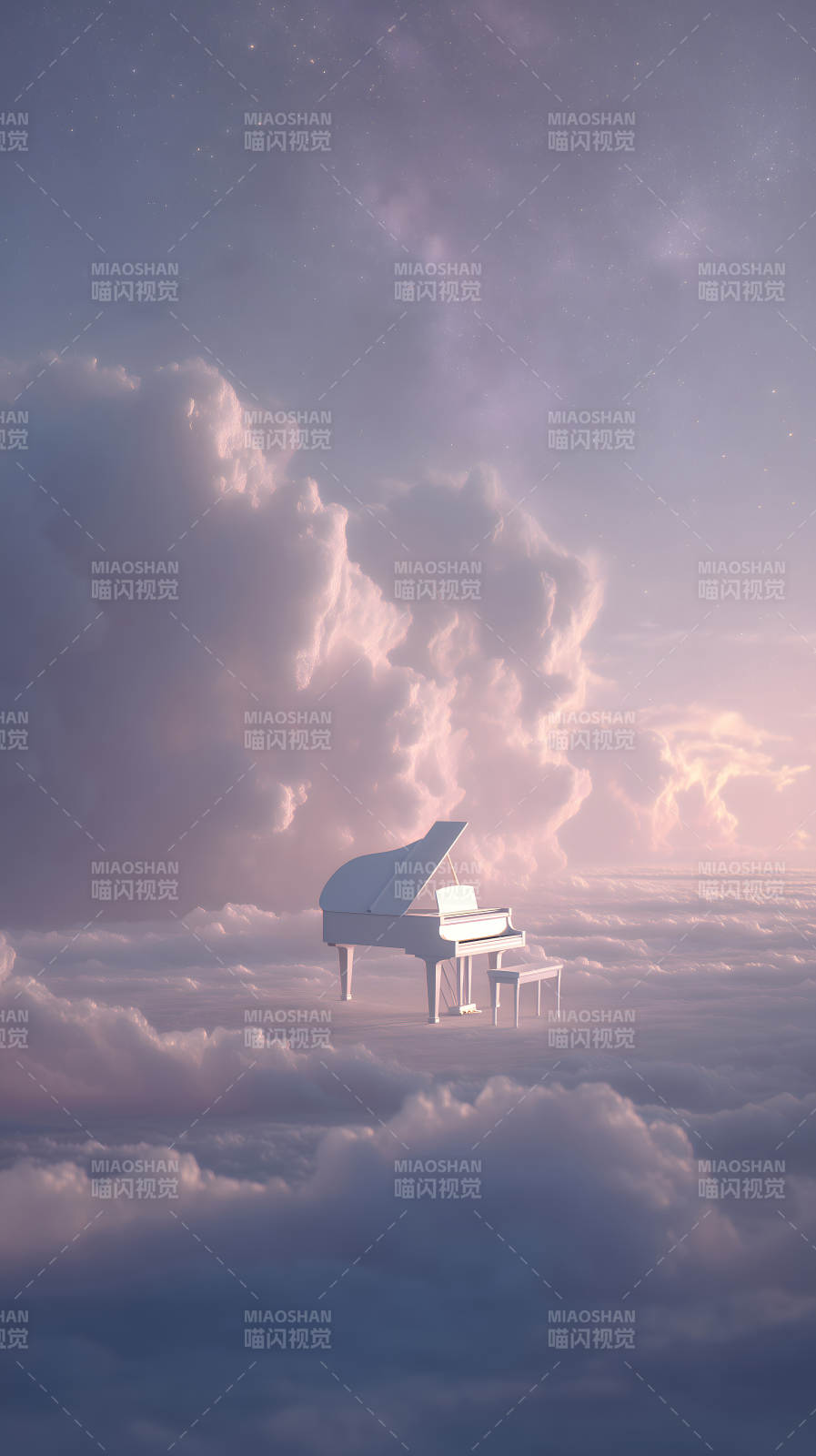 云端钢琴浪漫梦境图片