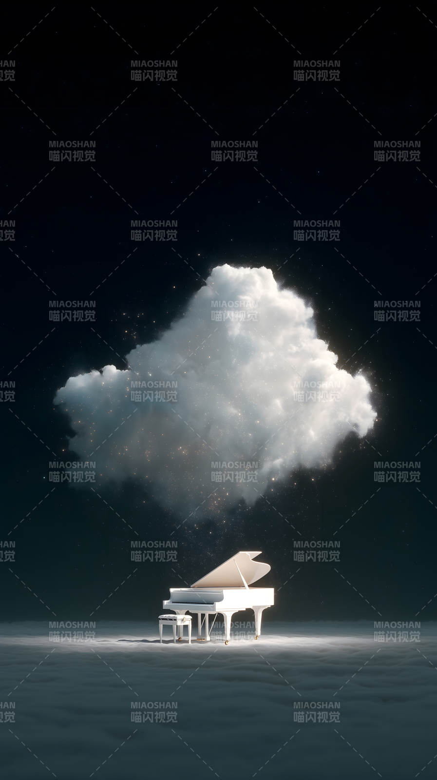 云中钢琴星空下图片