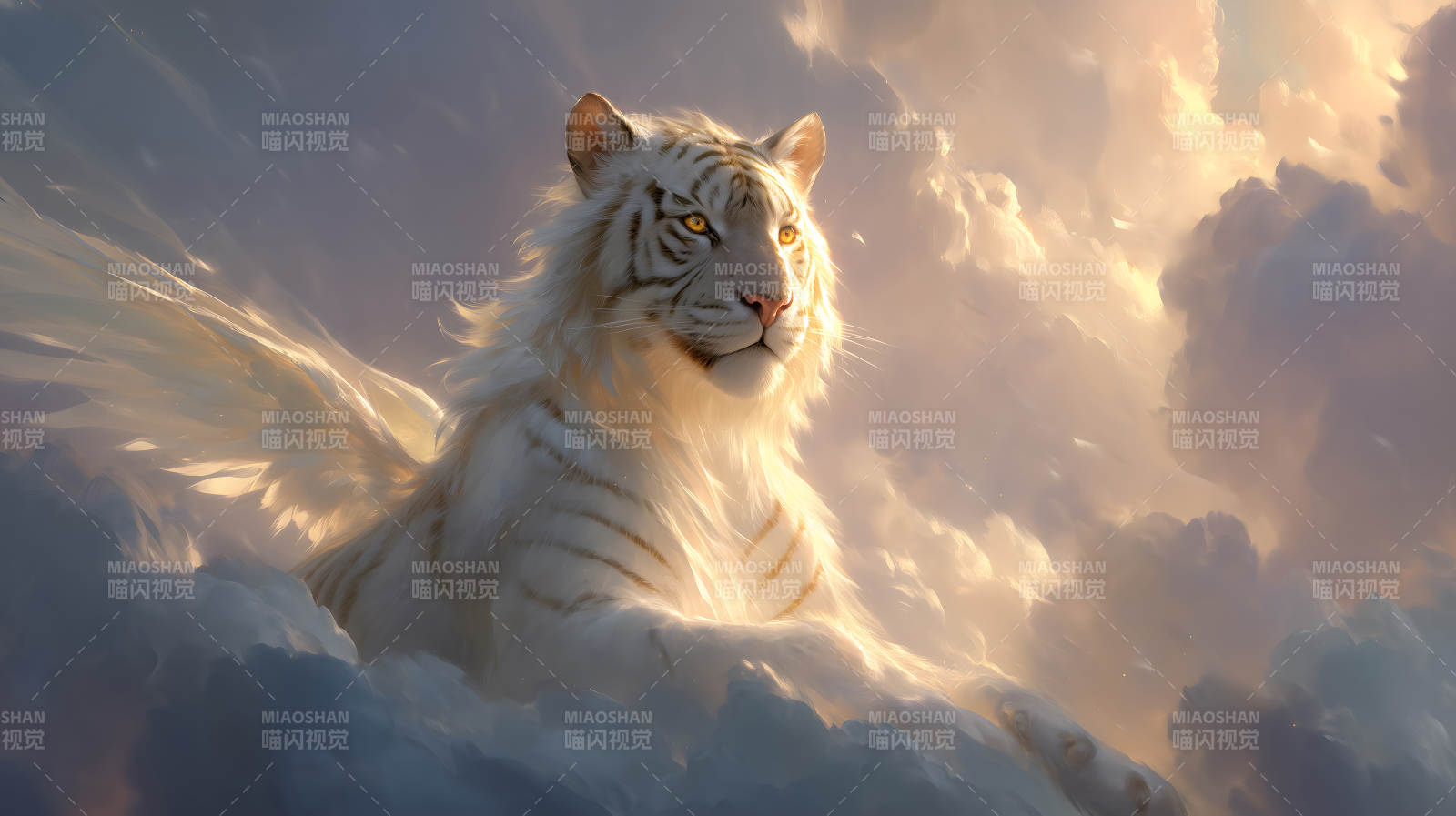 白虎翱翔云海图片