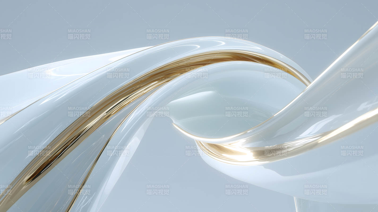 白色金色流畅曲线艺术图片