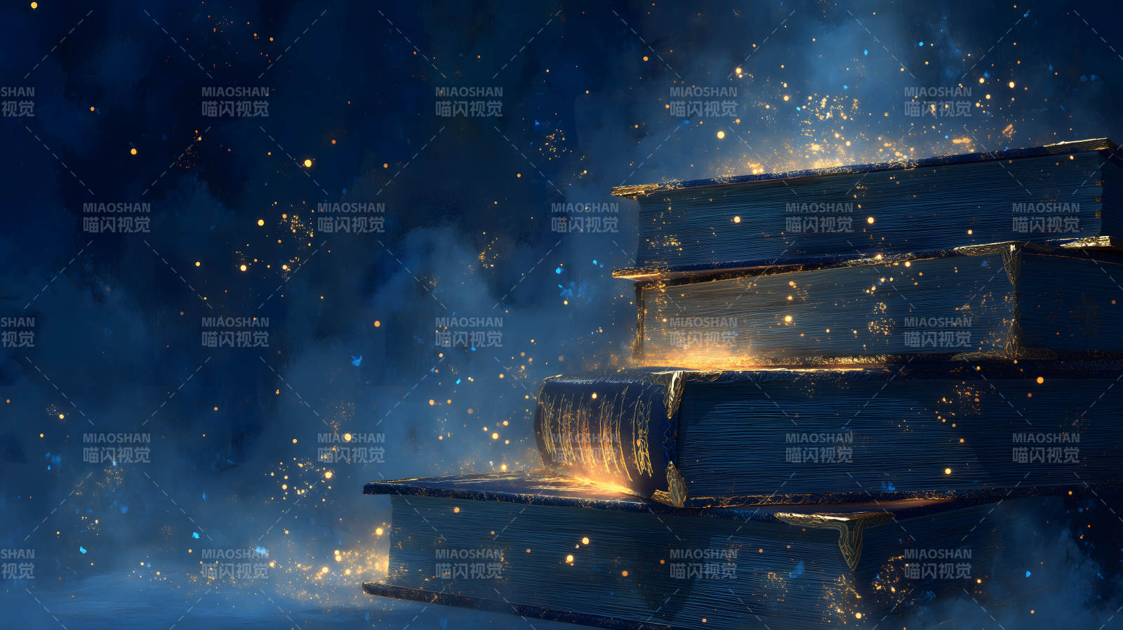 魔法书堆星光璀璨图片