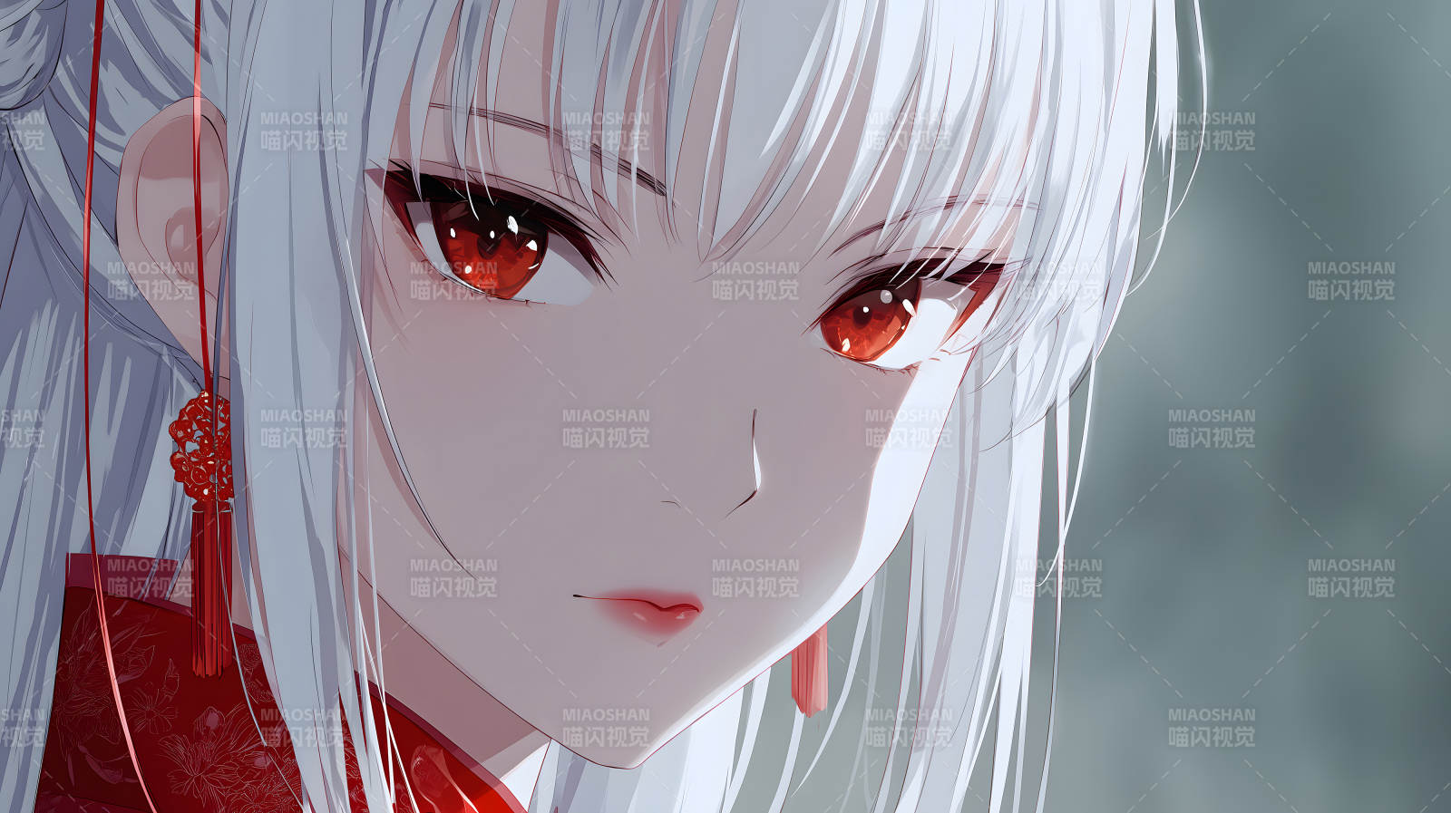 白发红瞳的美丽少女图片