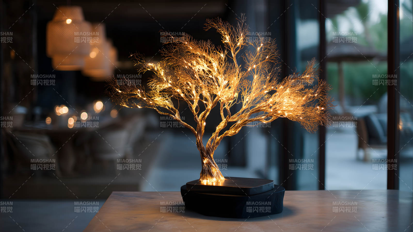 金色小树灯图片