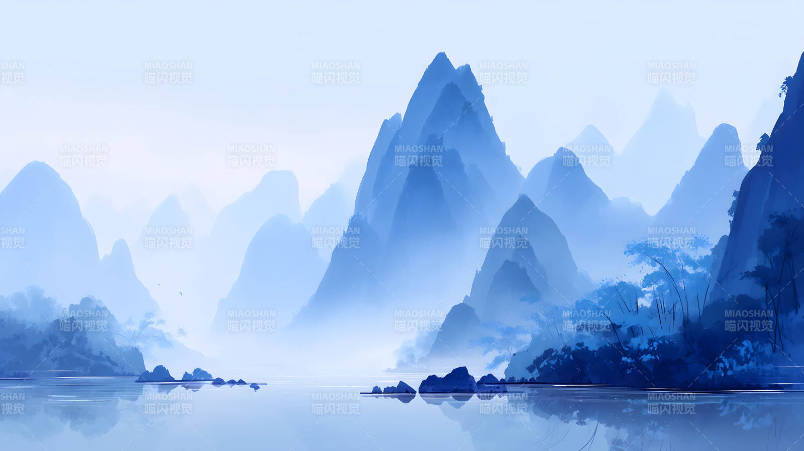 山水意境水墨画图片