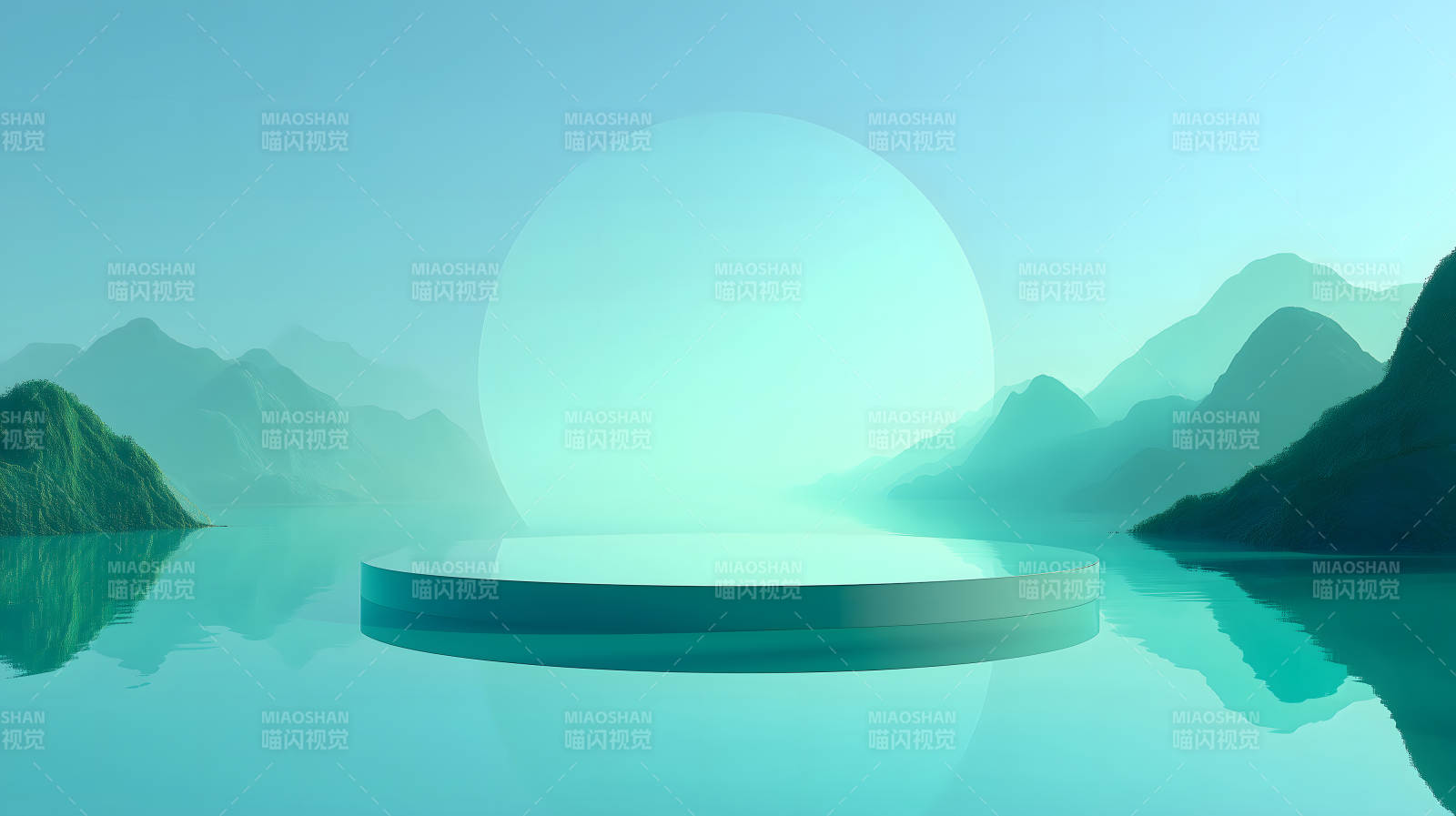 水上舞台山景图图片