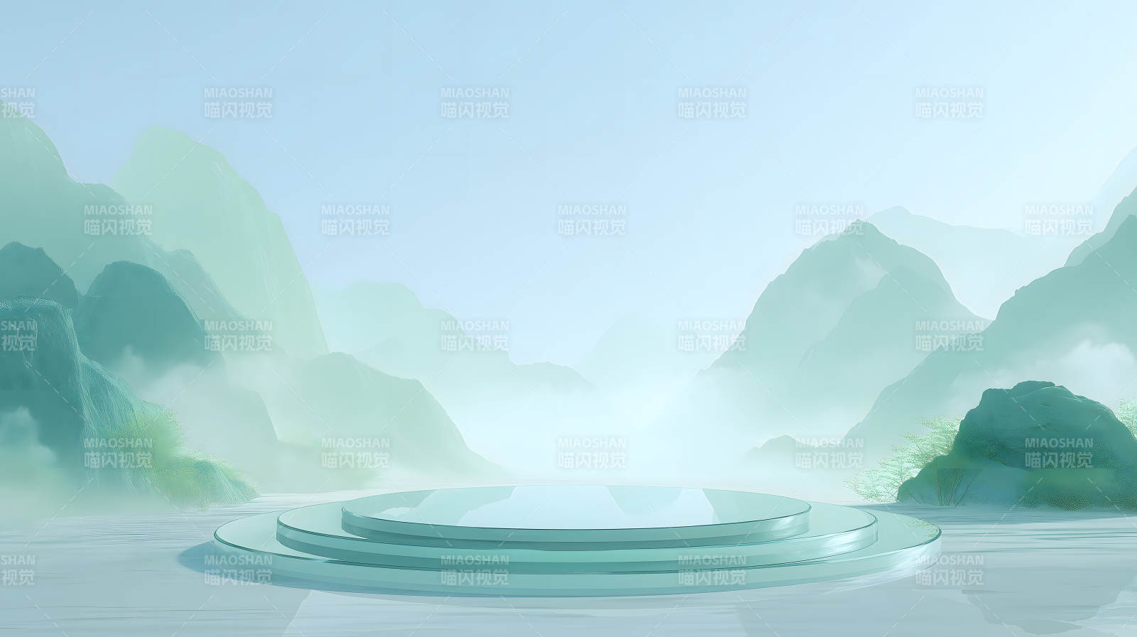 山水舞台意境图片