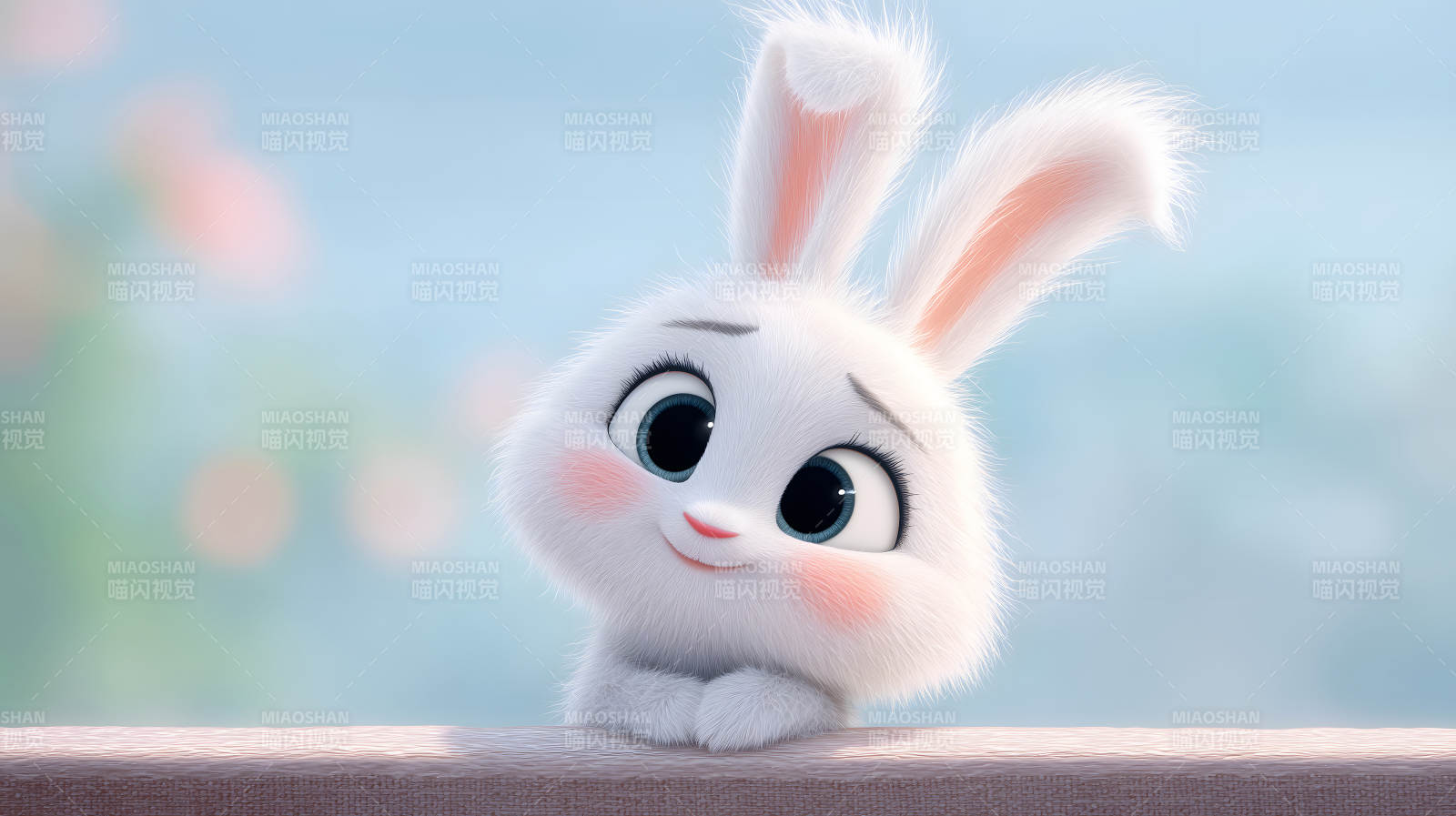 可爱兔兔探头好奇图片