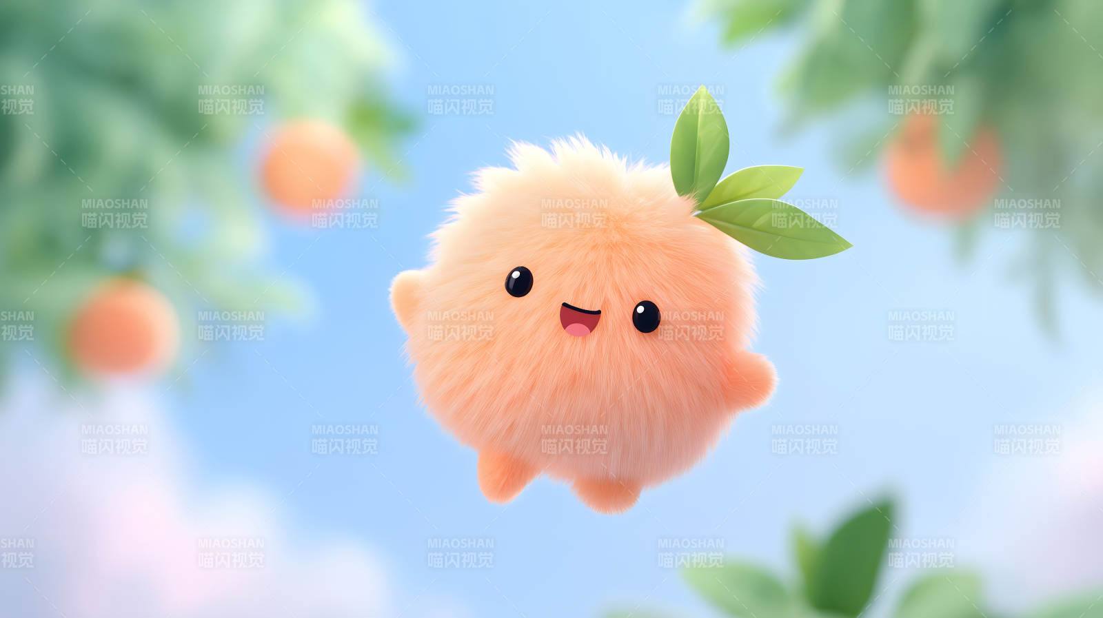 毛茸茸小可爱在空中漂浮图片