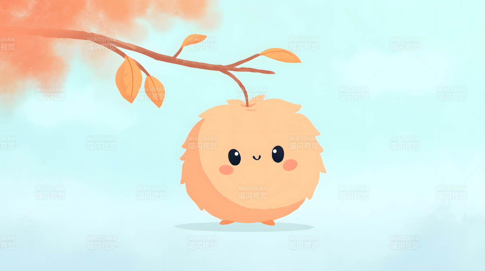 可爱毛球挂树枝图片