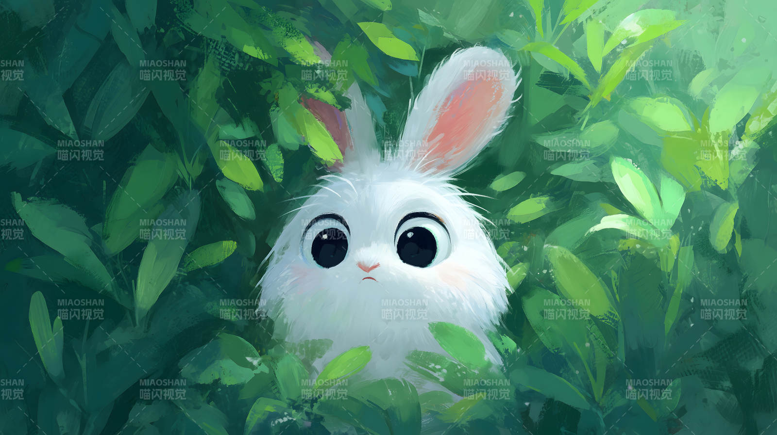 兔宝宝在绿植中图片