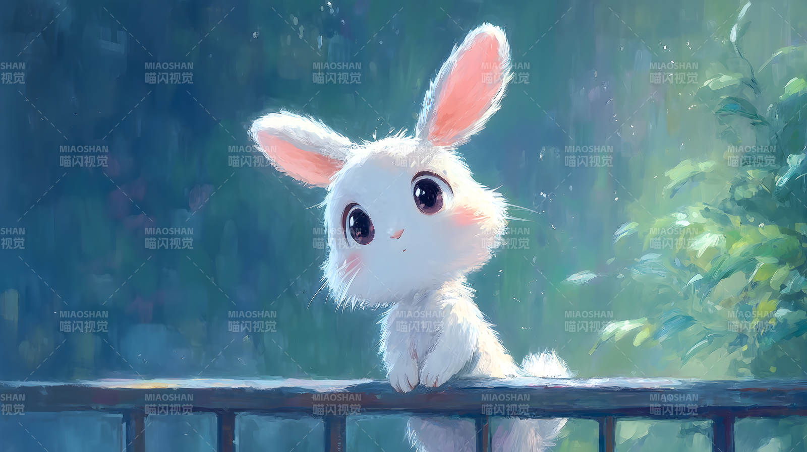 可爱兔兔眺望远方图片