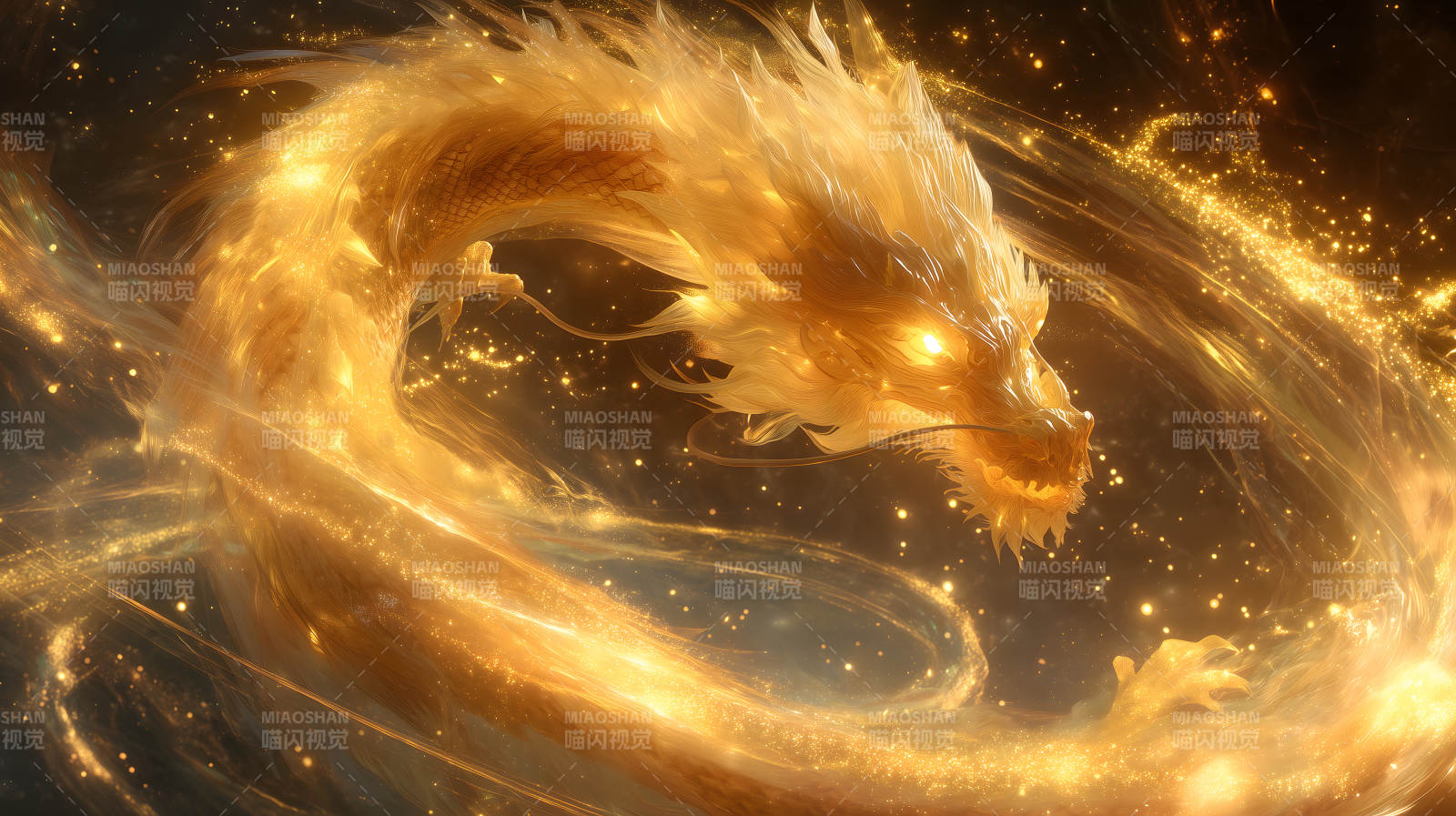 金色巨龙盘旋飞舞图片