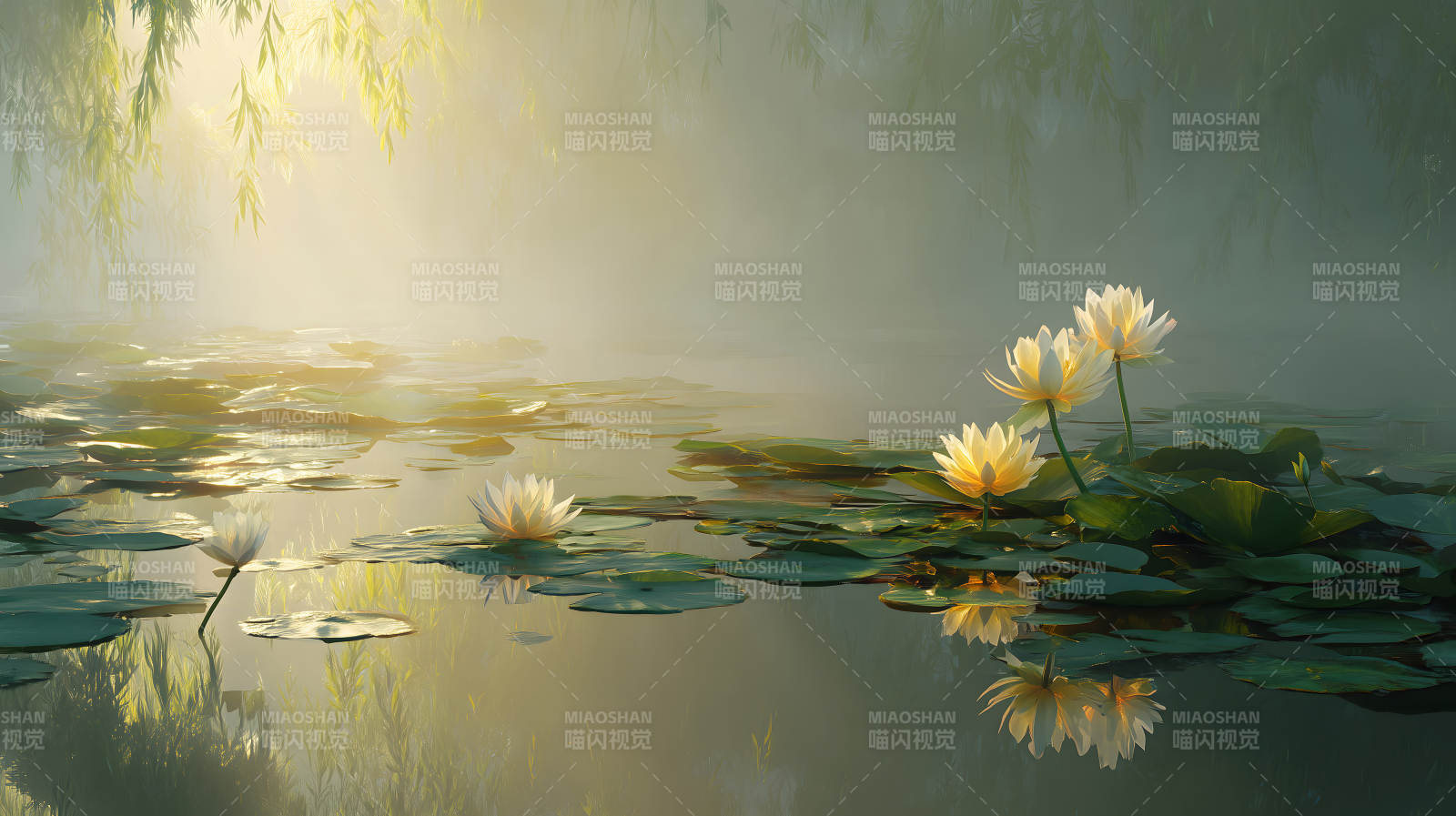 荷花池塘唯美意境图片