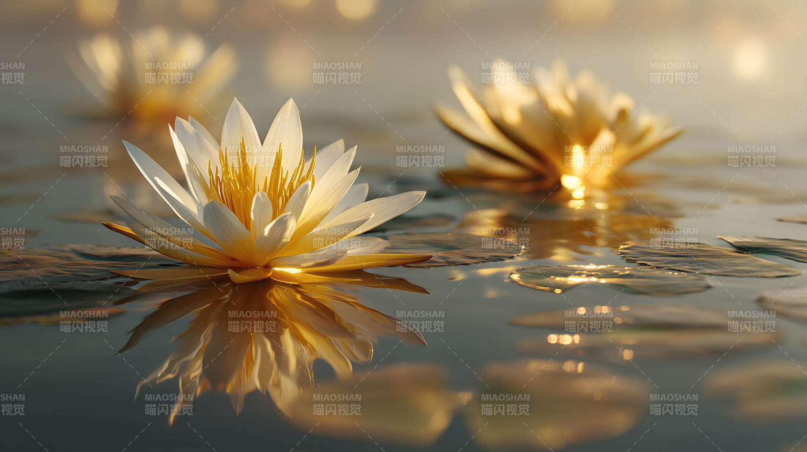 水光莲影浮动光图片