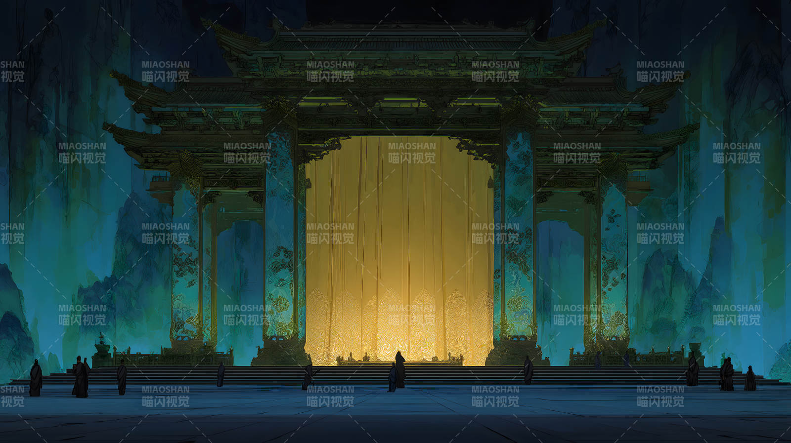 古老宫殿前的等待图片