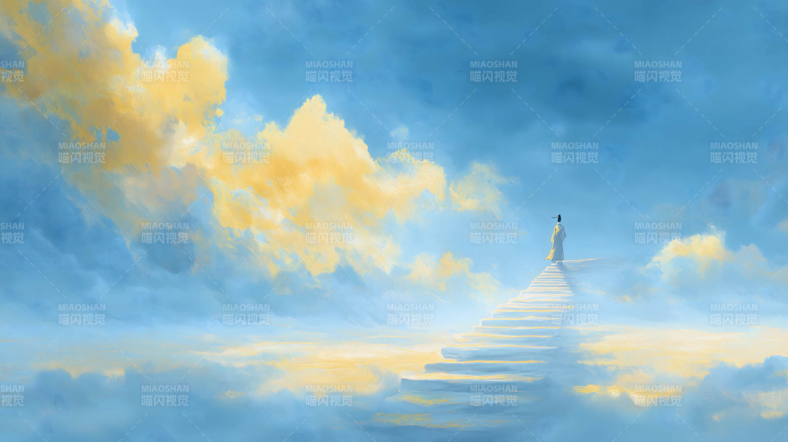 云端阶梯漫步图片