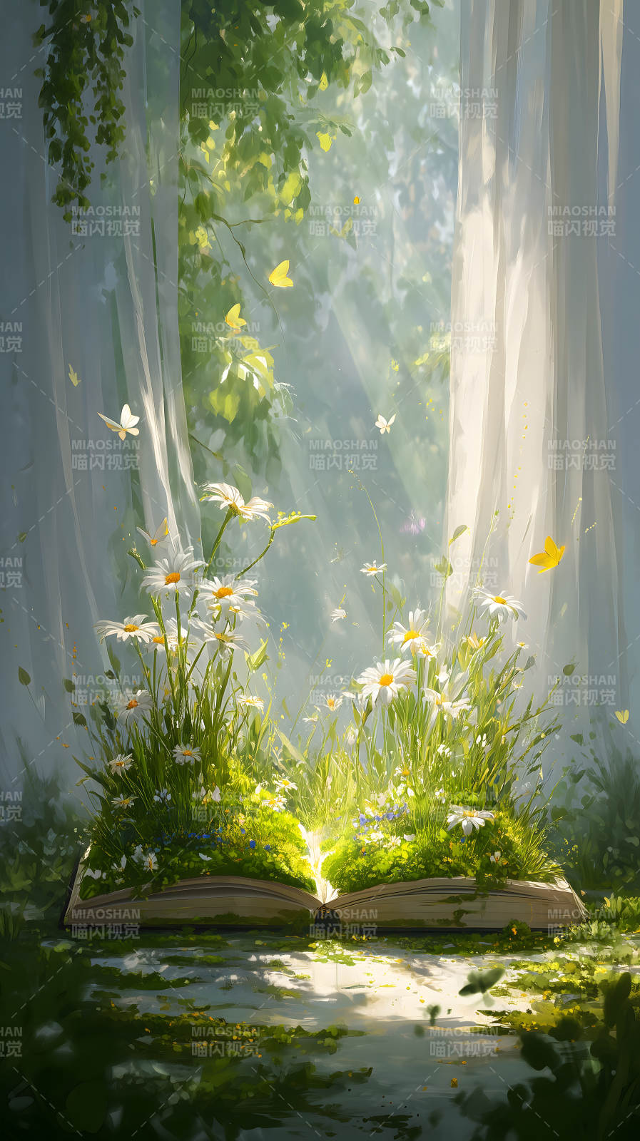 书本花园充满生机图片