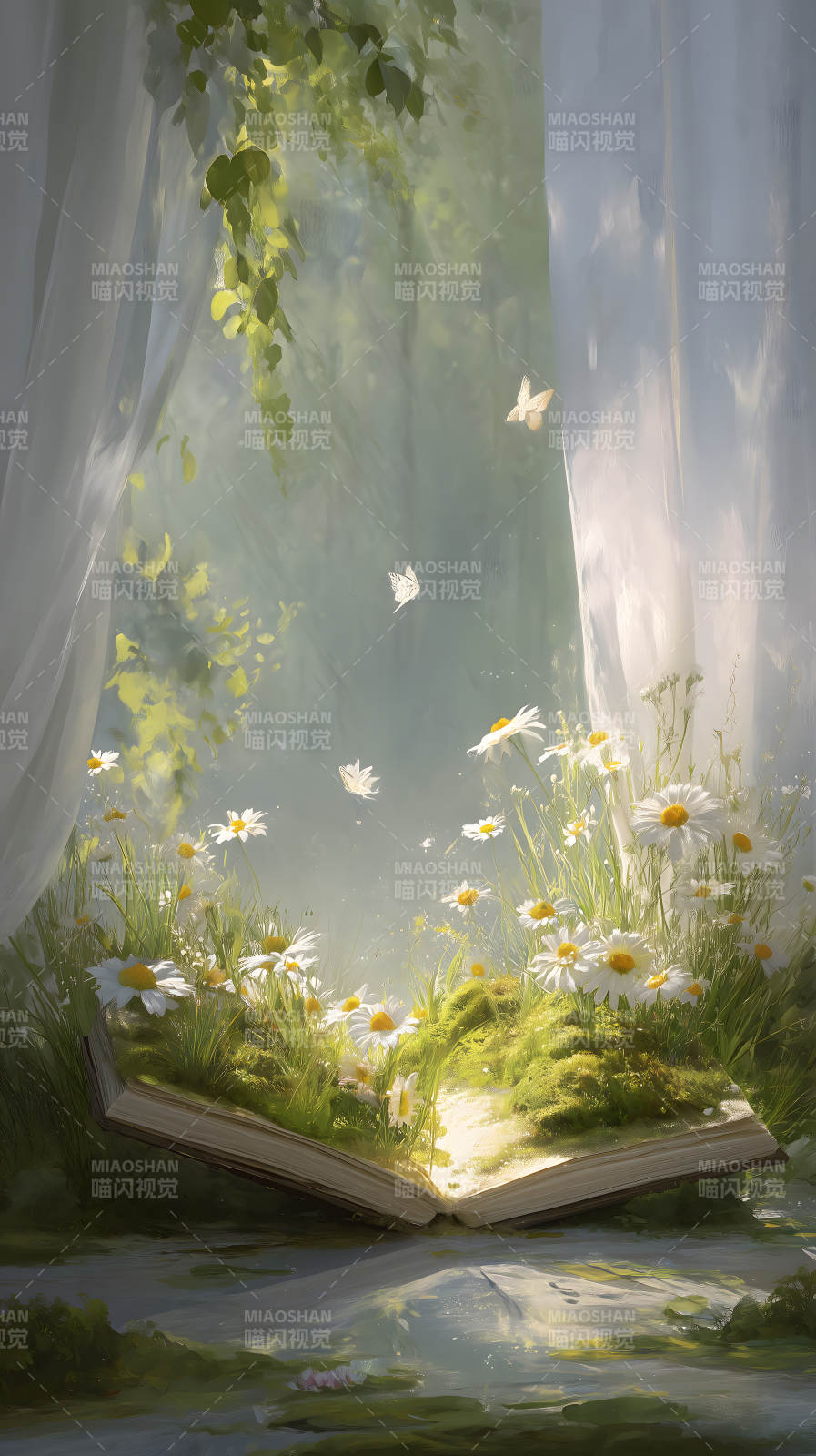 书页中的花园仙境图片