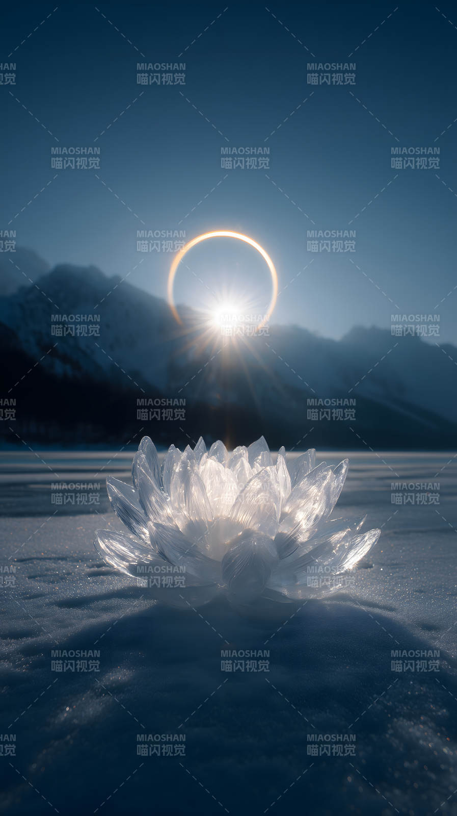 冰莲日环食奇观图片