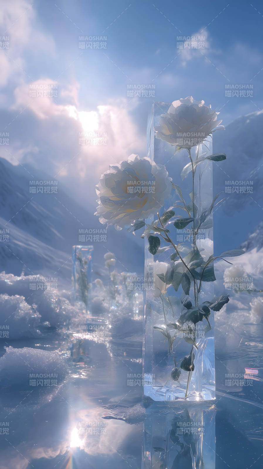 冰雪玫瑰的梦幻世界图片