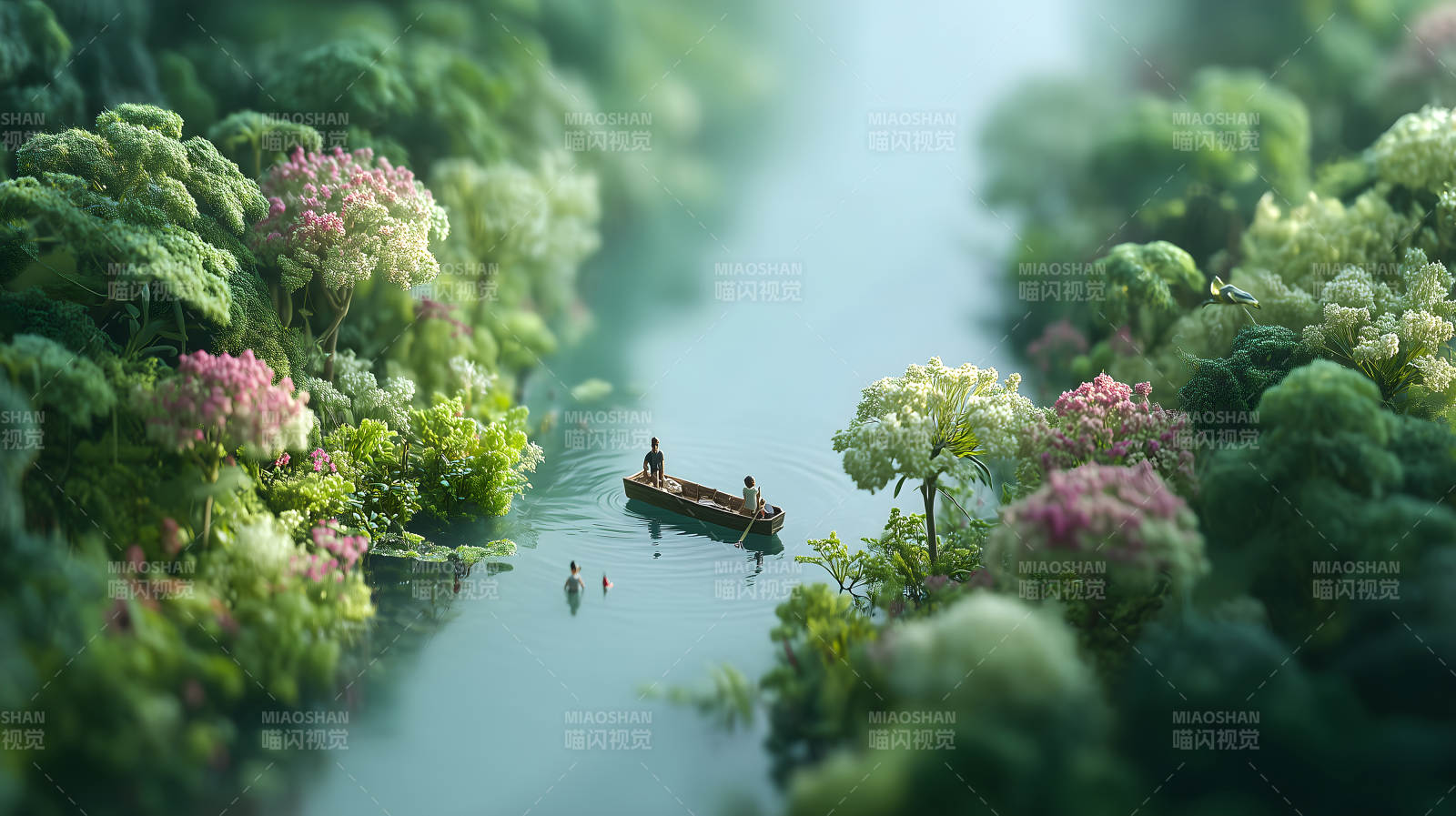 微型世界中的水上旅程图片