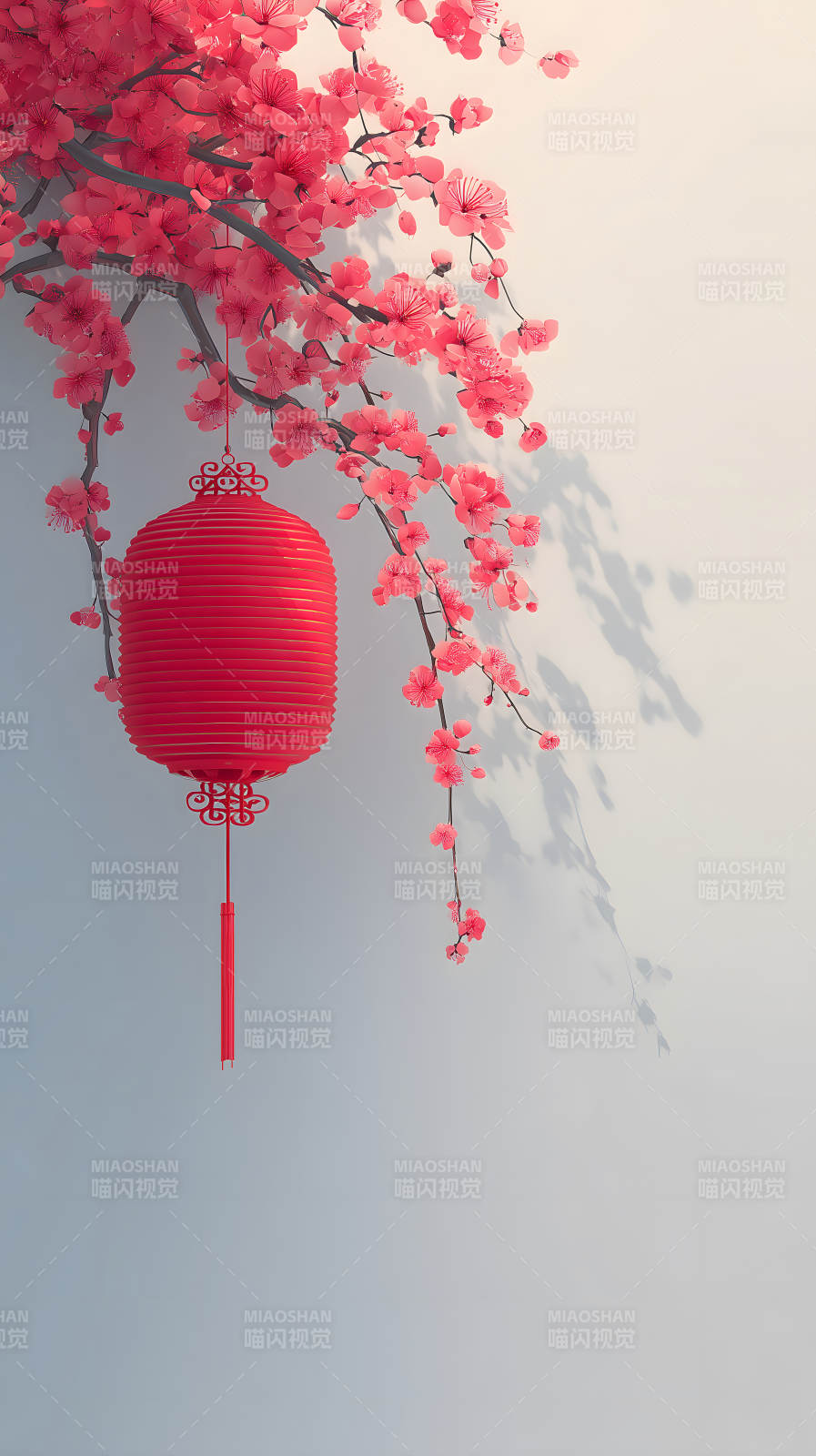 红灯笼樱花装饰画图片