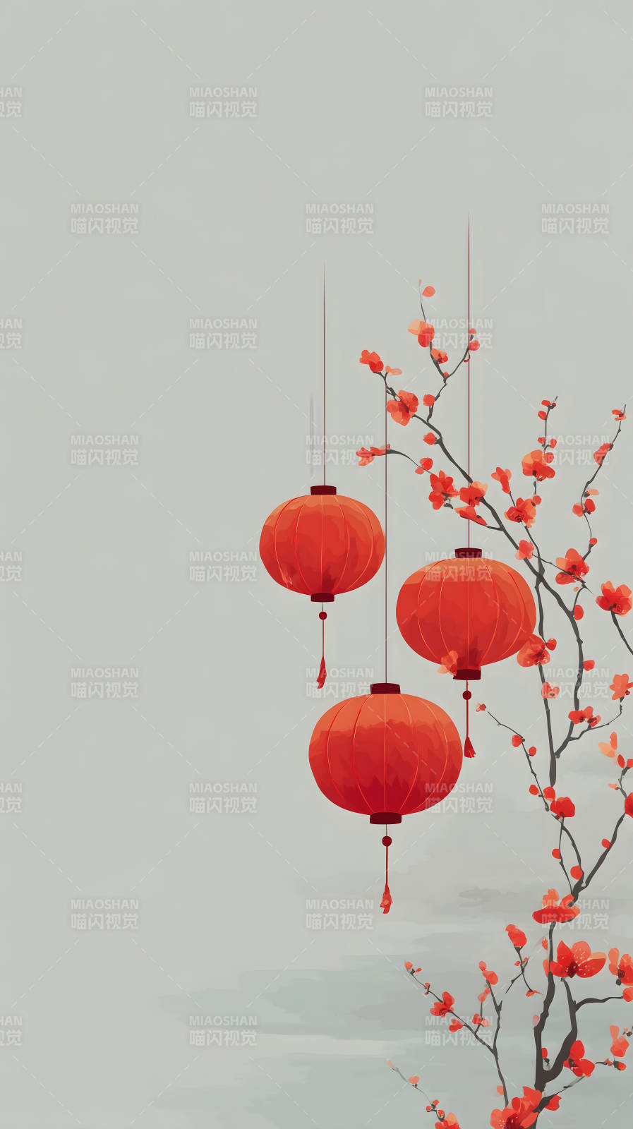 红灯笼迎新年图片