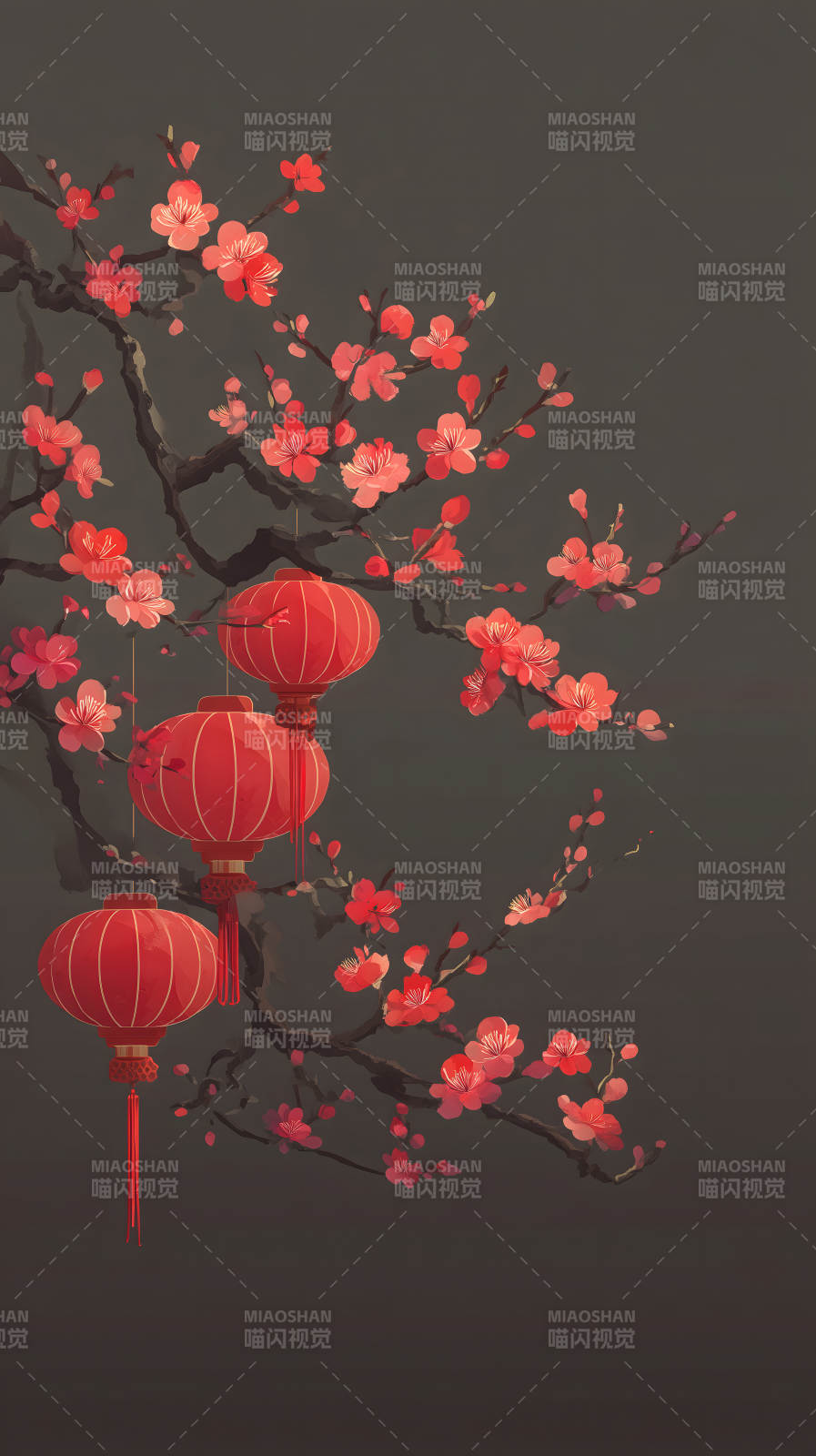 红花灯笼装饰图片