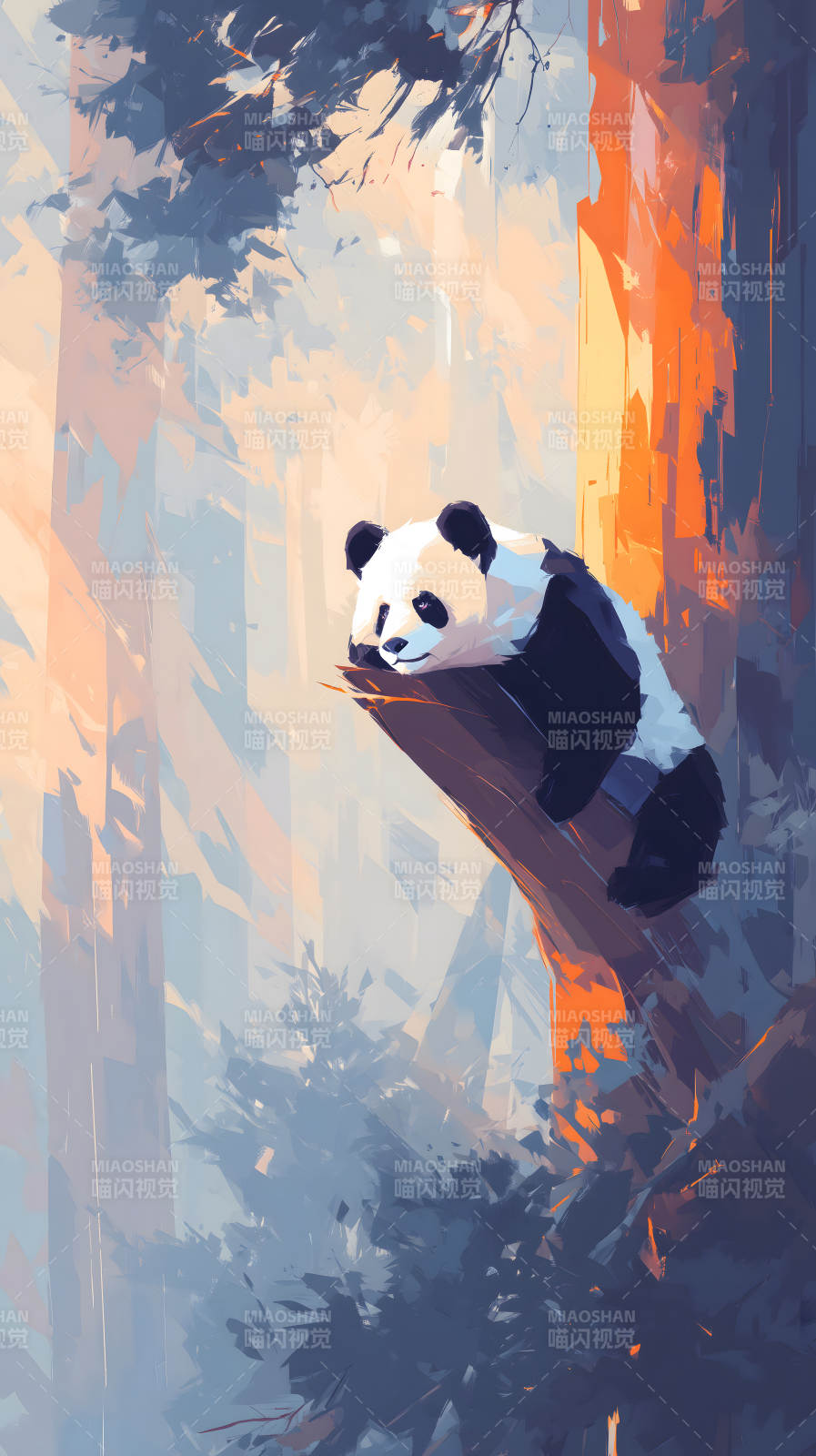 熊猫树上休憩图图片