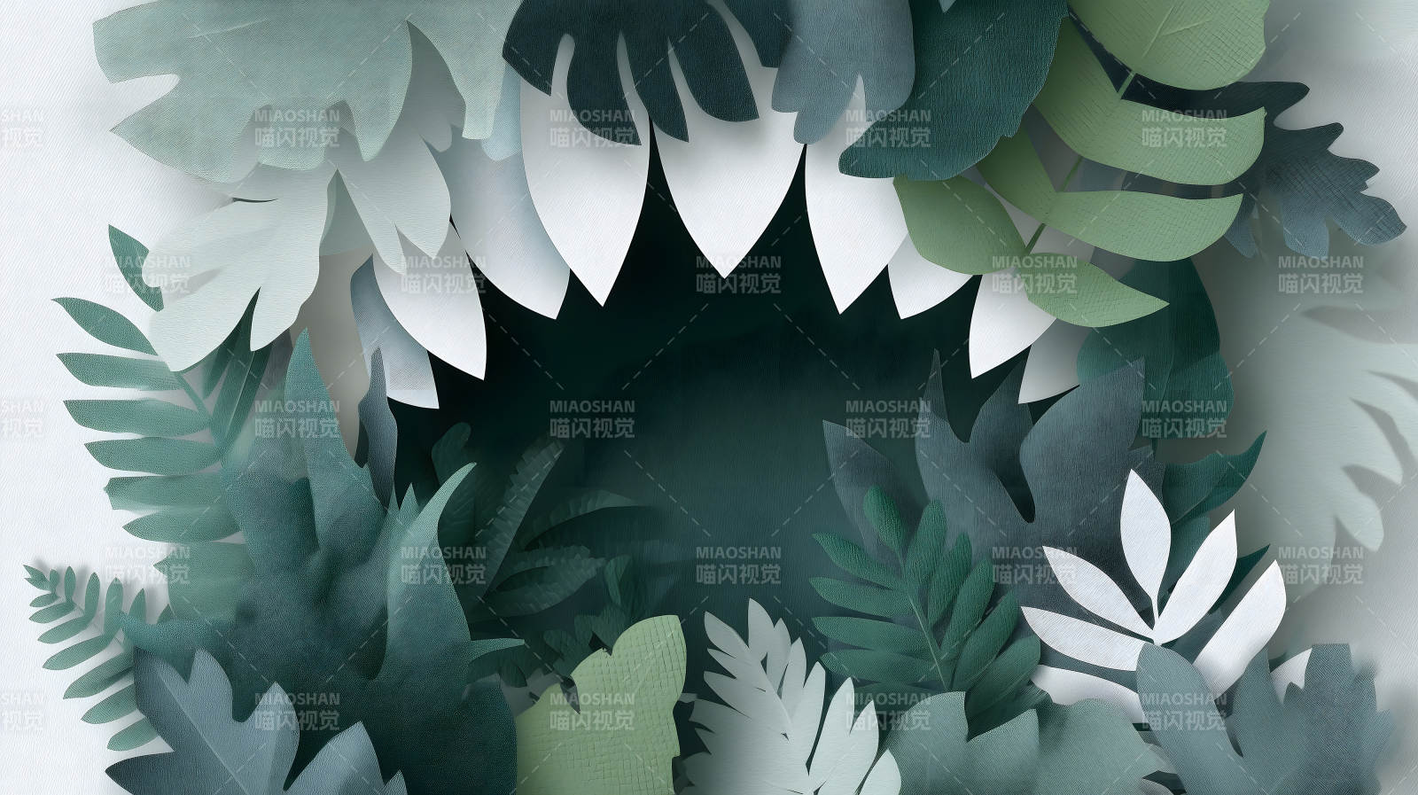 纸雕叶片构成的丛林图片