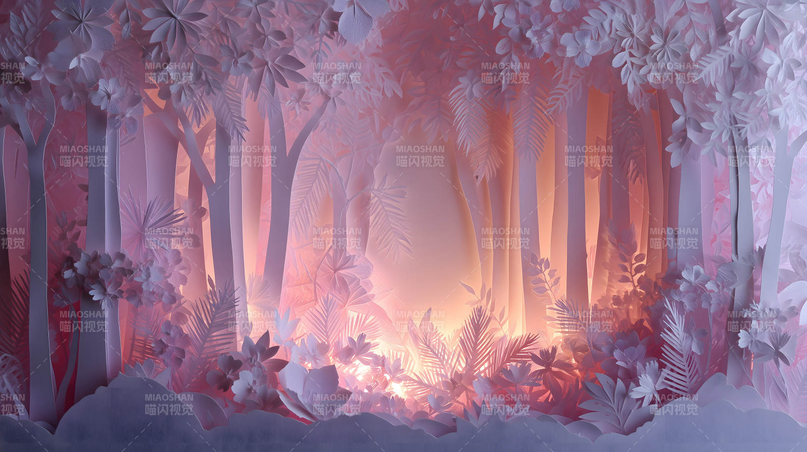 纸雕森林梦幻景象图片