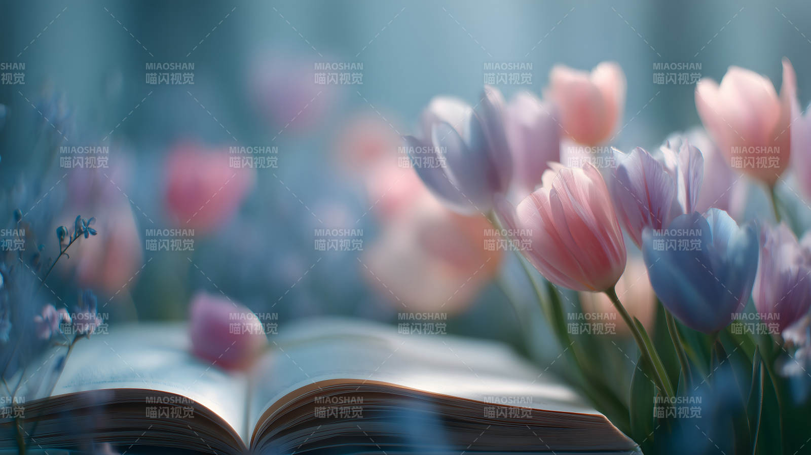 花与书的诗意世界图片