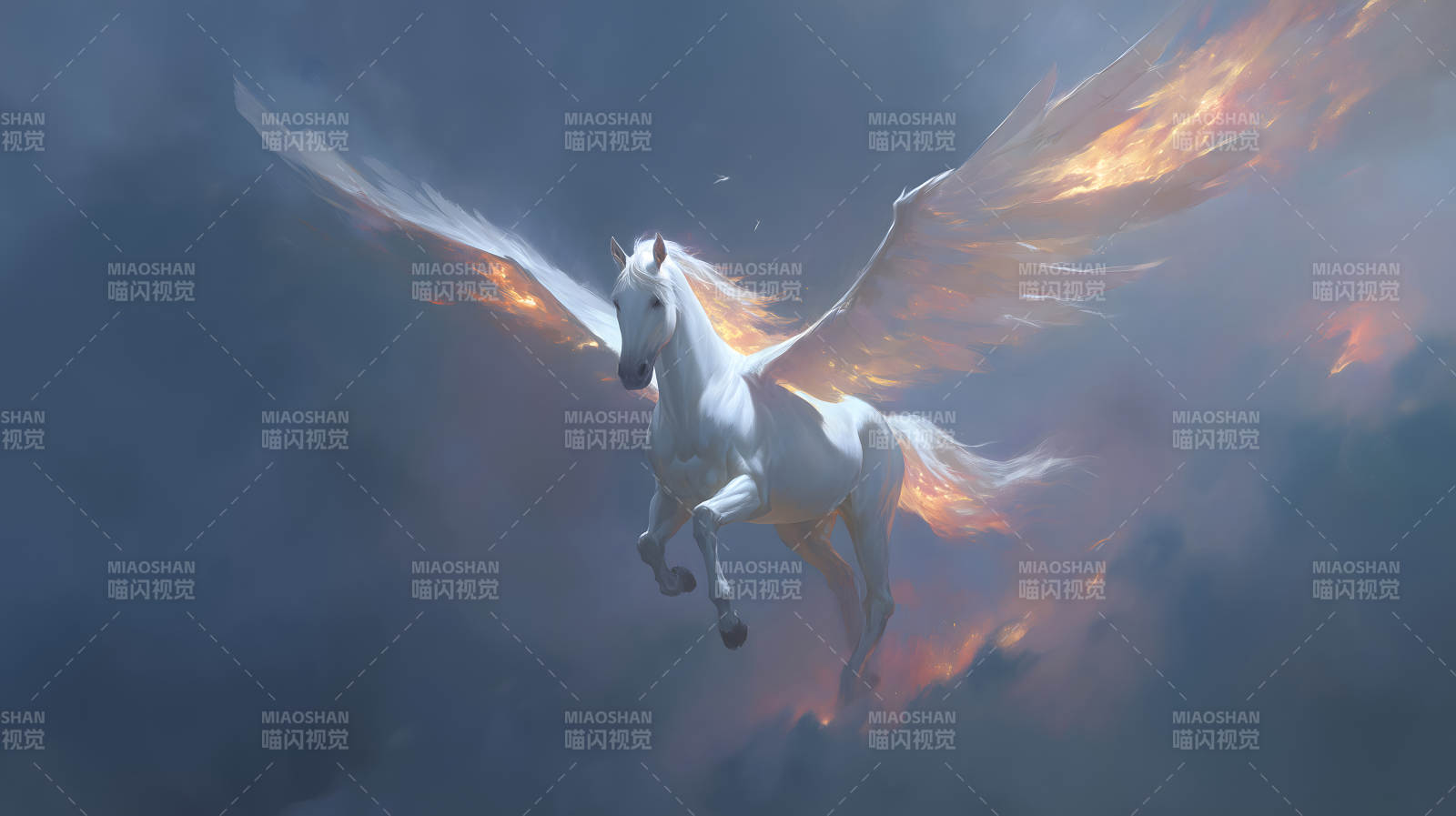 飞马翱翔云端火焰图片